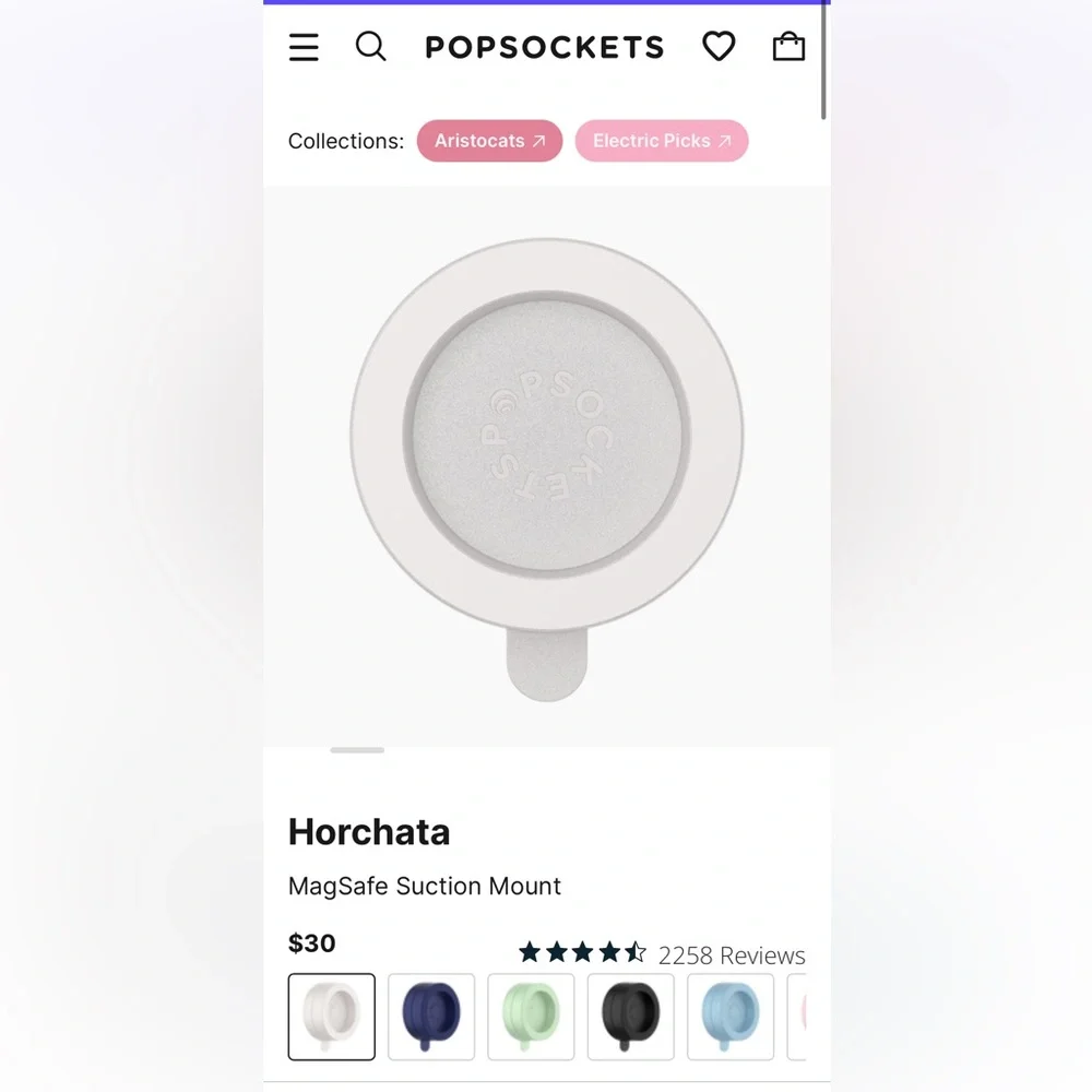 NEW PopSockets Multi-Surface Suction Mount - White